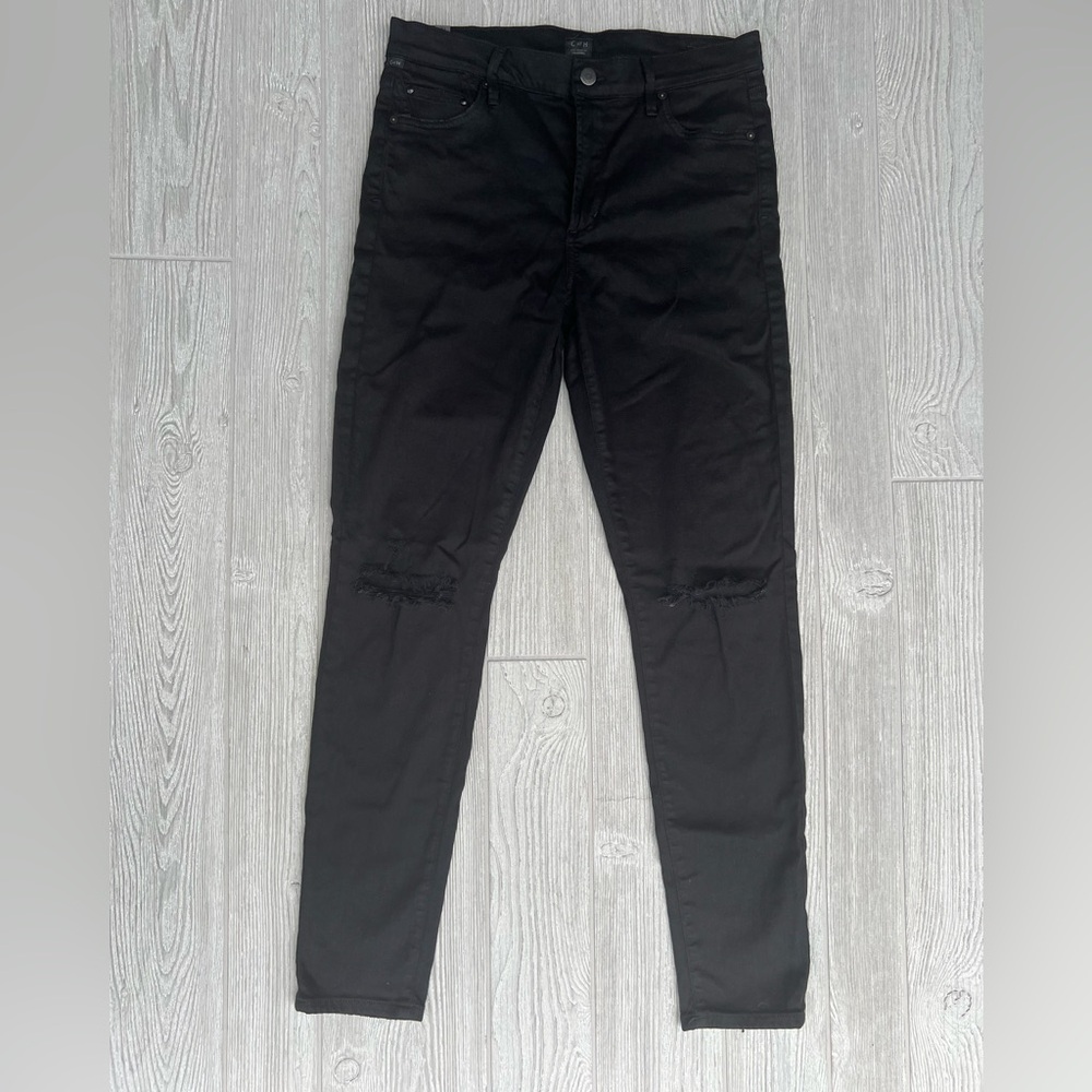 Citizens of Humanity Rocket High Rise Skinny Black Distressed Jeggings Size 31